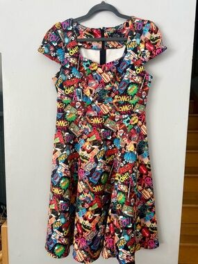 Dolly & Dotty Pop Art Graphic Swing Dress – 1950s Pinup Style